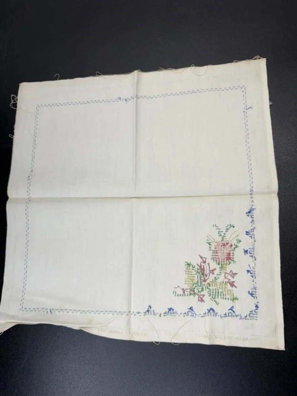 4 Vintage Paragon Needlecraft Napkins 0362 Linen Stamped Floral Pattern 17”
